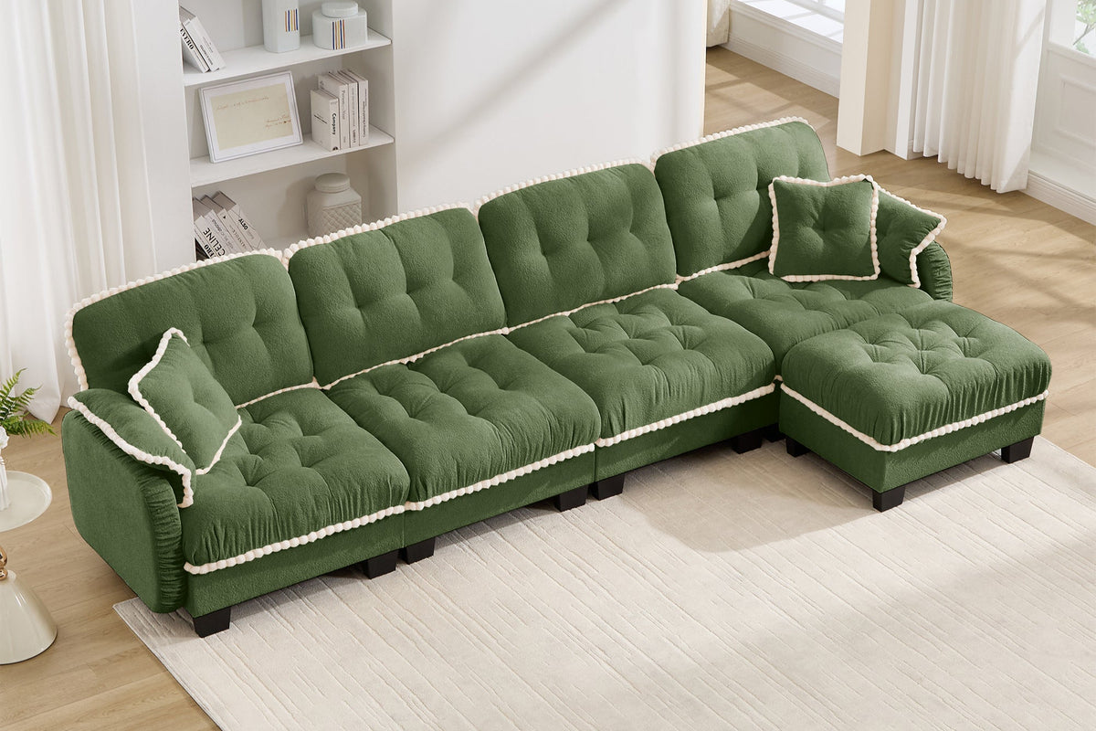 SANDRA 131" 4-Seater Sofa With 1 Ottoman
