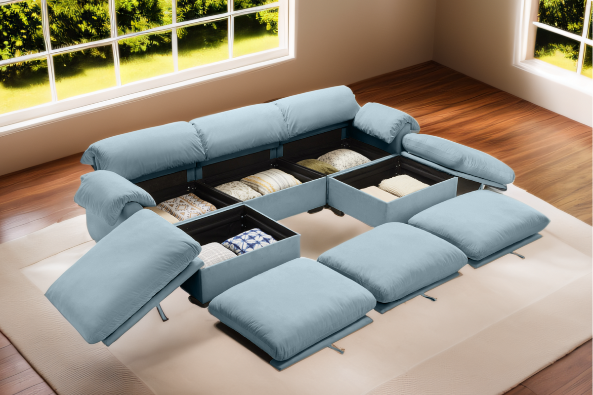 Parris 119&quot; Sofa 3 Seater With 2 Ottoman