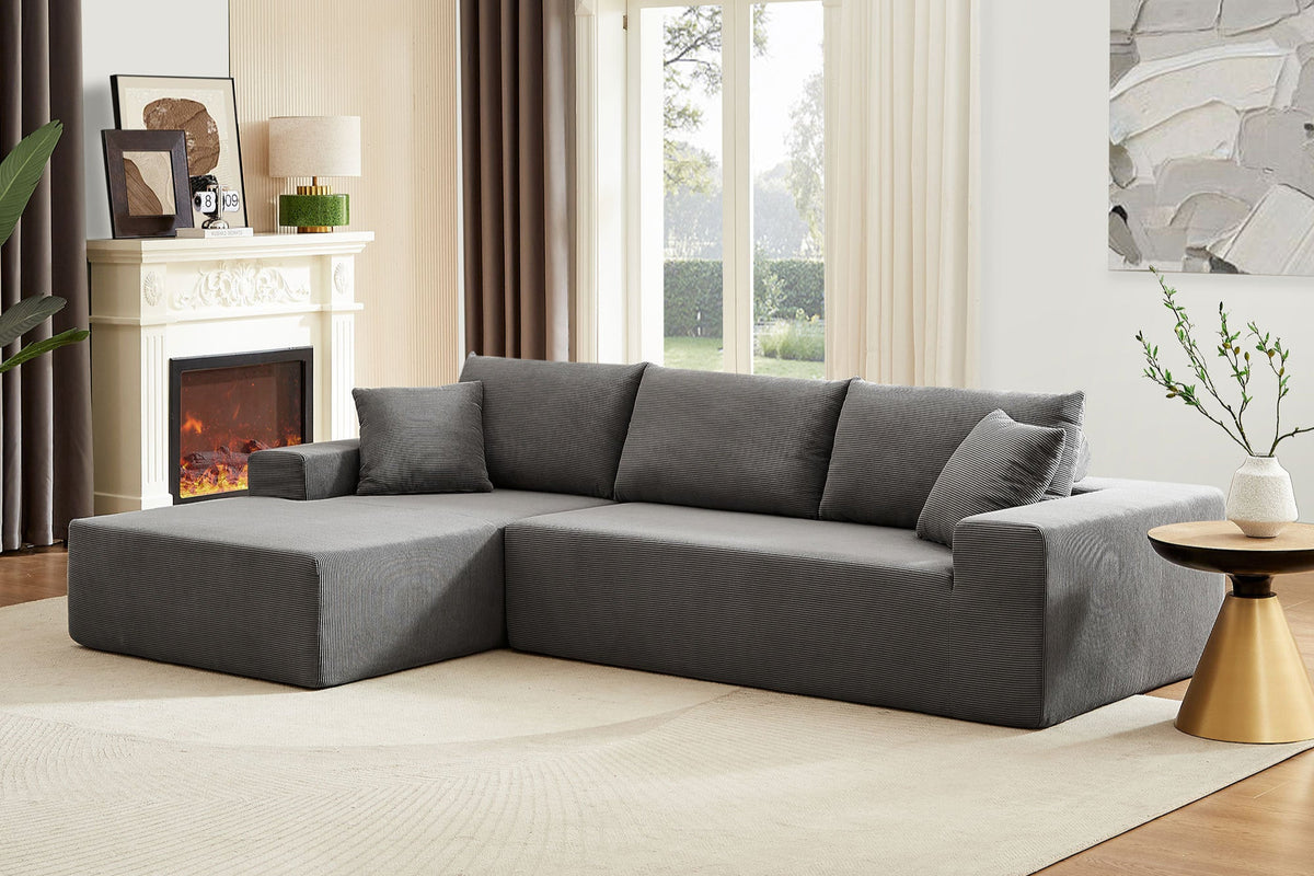 NOUVA 110&quot; Low Profile Corduroy Sectional