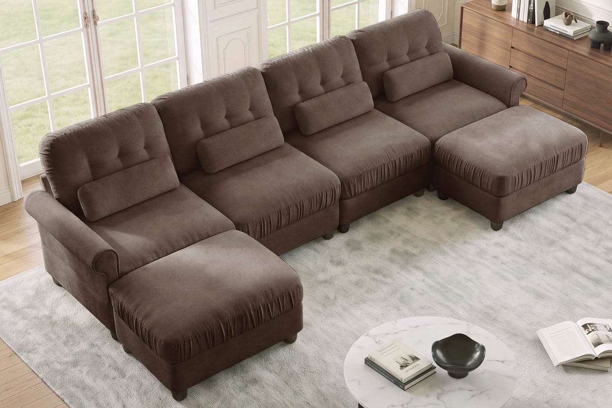 MELBOURNE 126" 4-Seater Sofa with 2 Ottomans