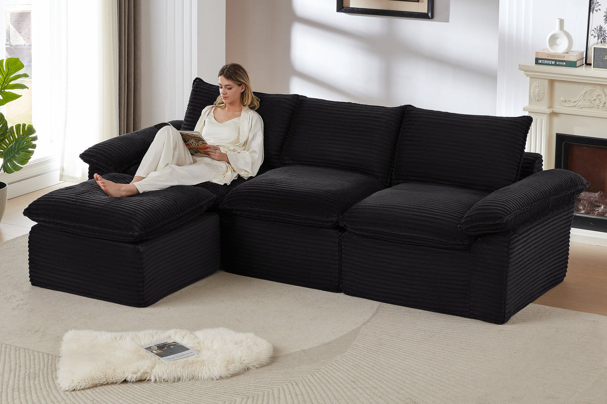 VELLO 111" 3-Seater Sofa with 1 Ottoman