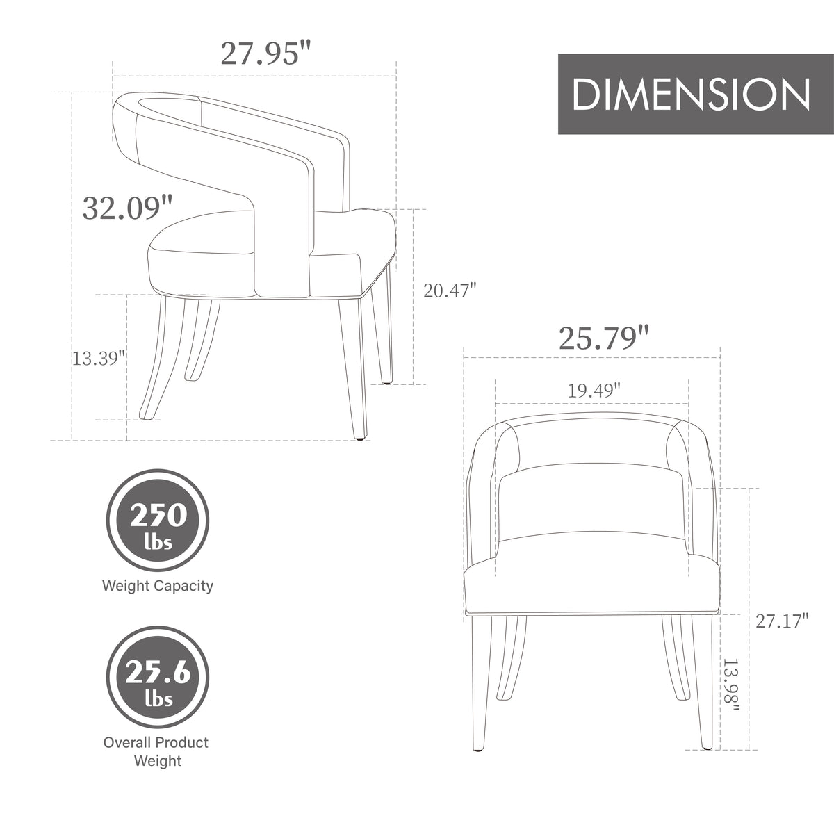ALINO 25" Modern Barrel Chair