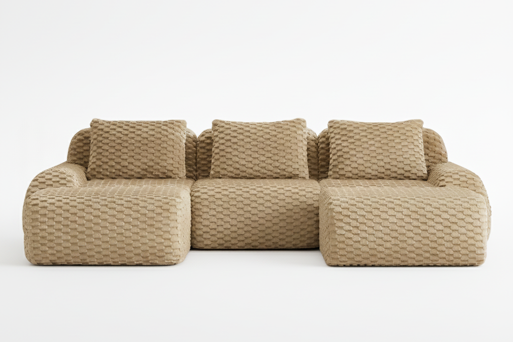 LAURENT 114" 3-Seater Sofa with 2 Ottomans