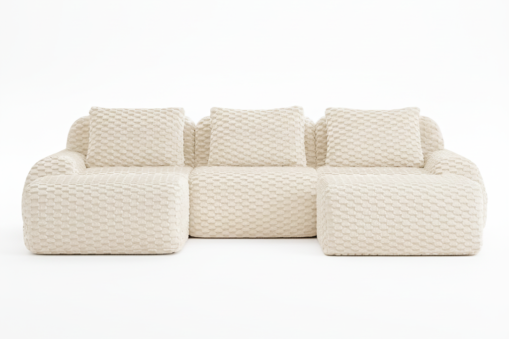 LAURENT 114" 3-Seater Sofa with 2 Ottomans