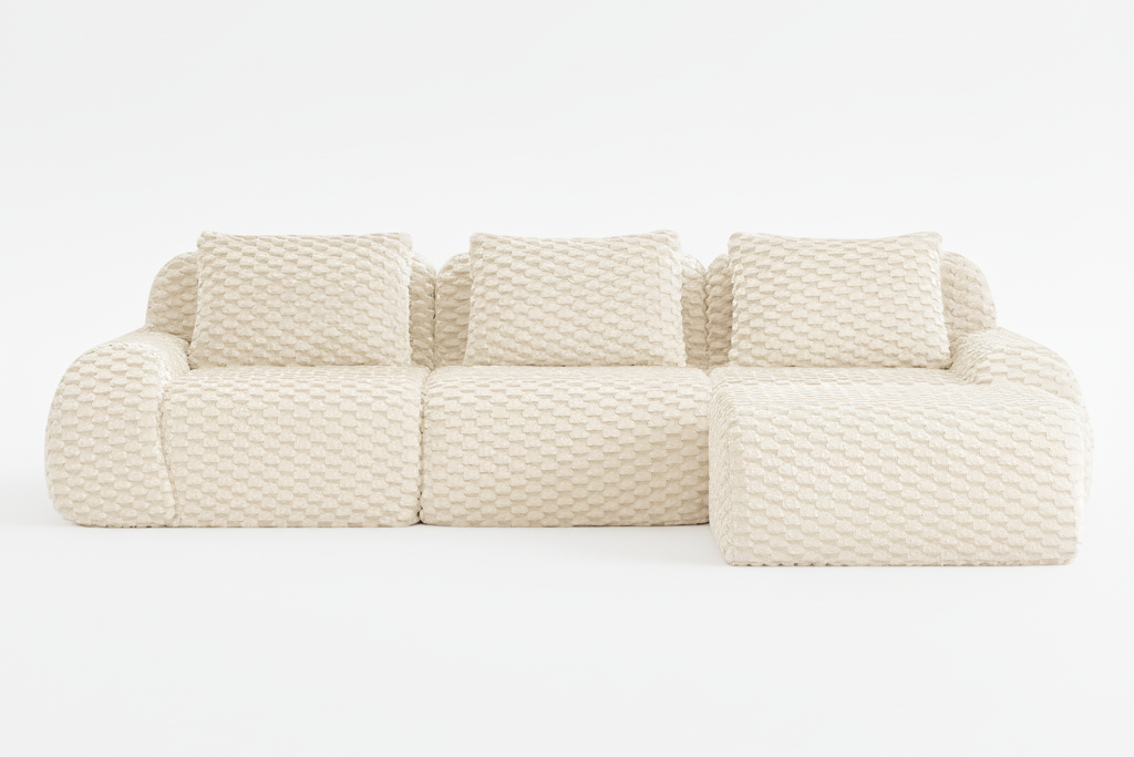 LAURENT 114" 3-Seater Sofa with 1 Ottoman