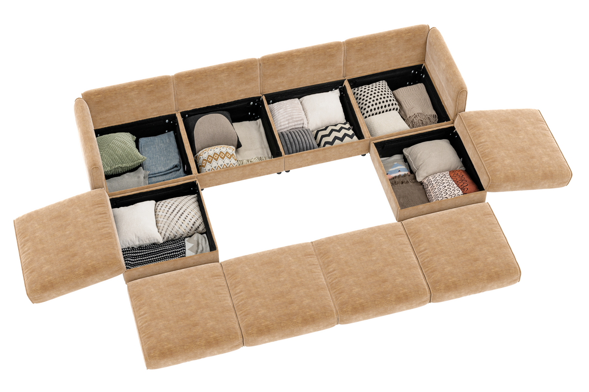 PERTH 142&quot; 4-Seater Sofa with 2 Ottomans