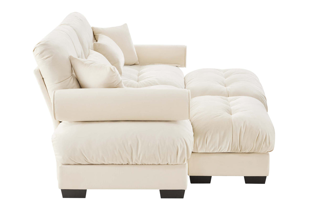 CLOUDIES 94&quot; Loveseat with 2 Ottomans