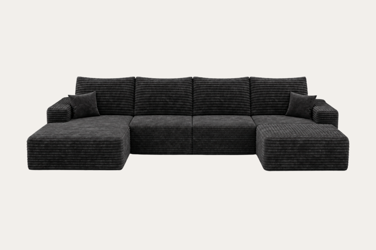 BERVIQO 135" Left Chaise Sofa with 1 Ottoman