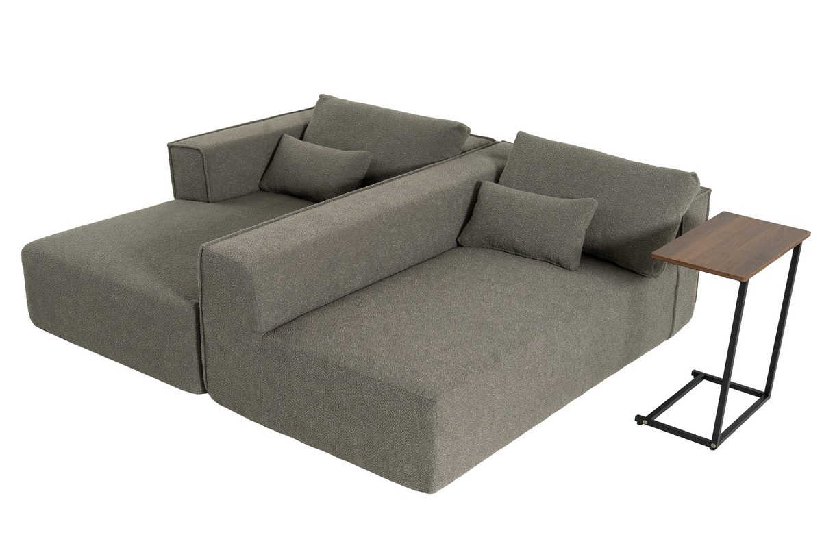 NOUVA 112&quot; Boucle Sectional + Complimentary Side Table
