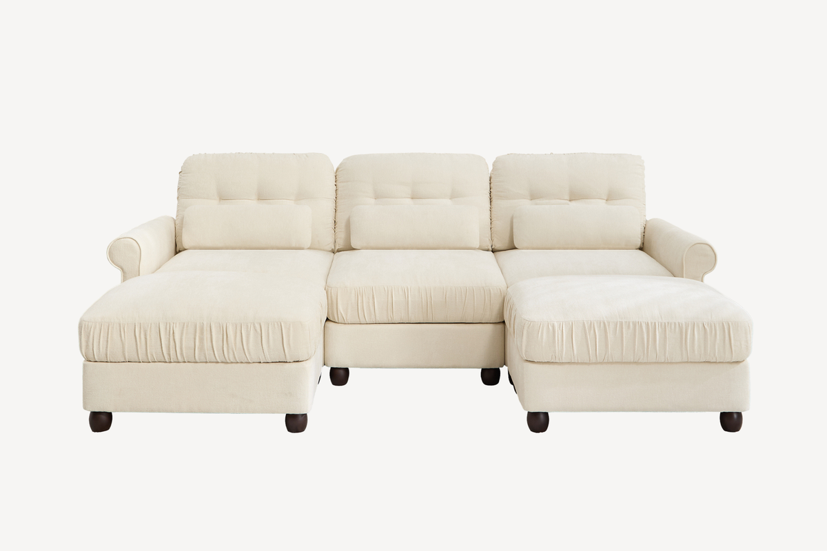 MELBOURNE 98" 3-Seater Sofa with 2 Ottomans
