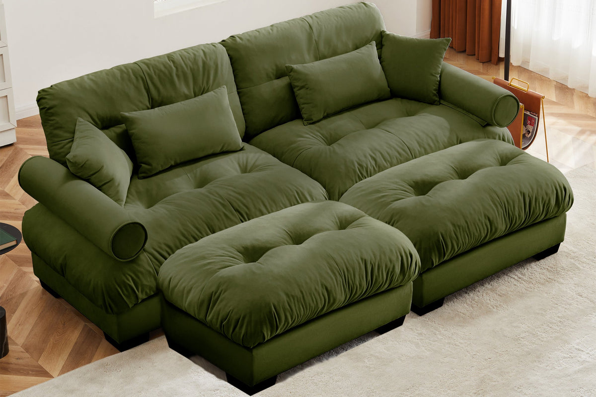 CLOUDIES 94&quot; Loveseat with 2 Ottomans