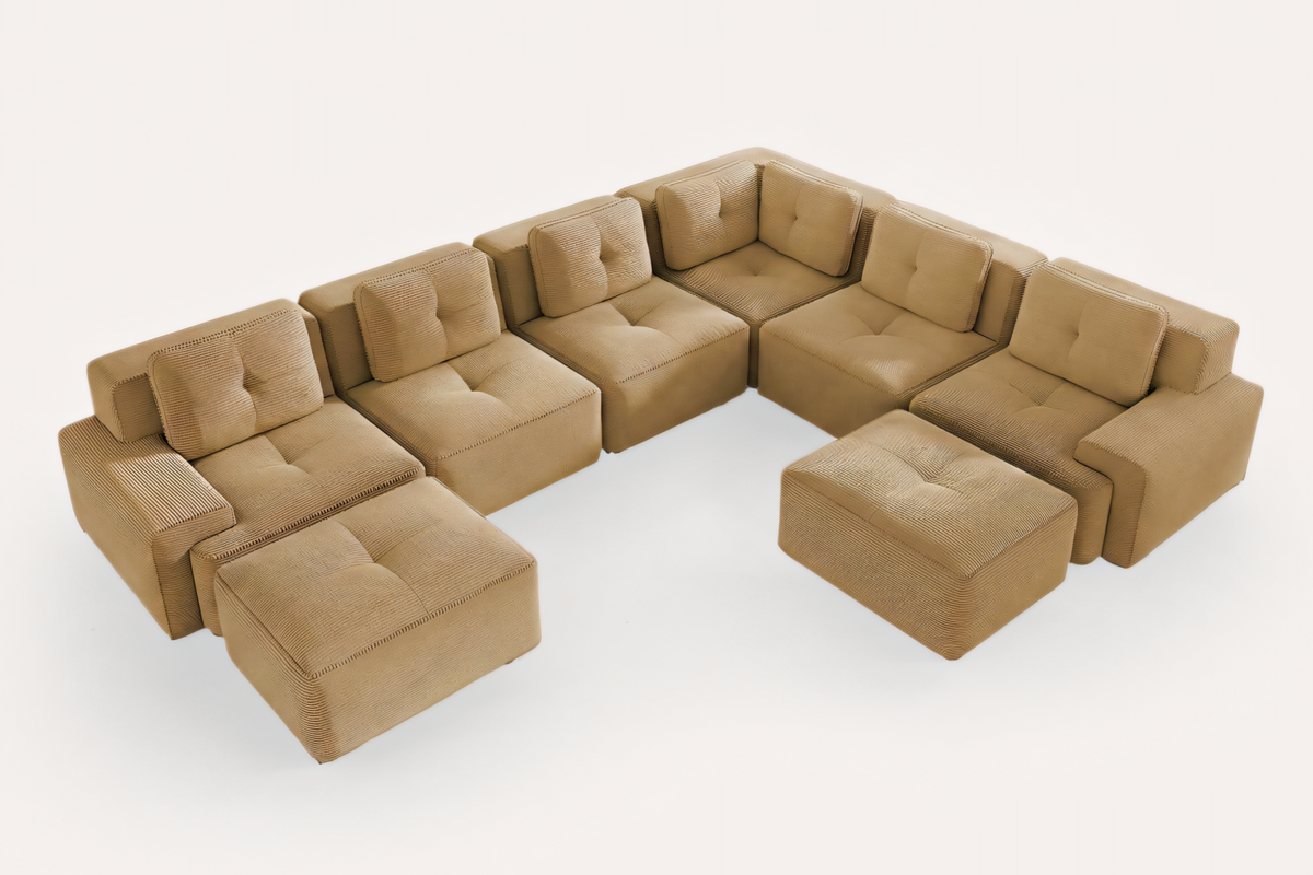 CORDELIA 151" 6-Seater Sofa with 2 Ottomans