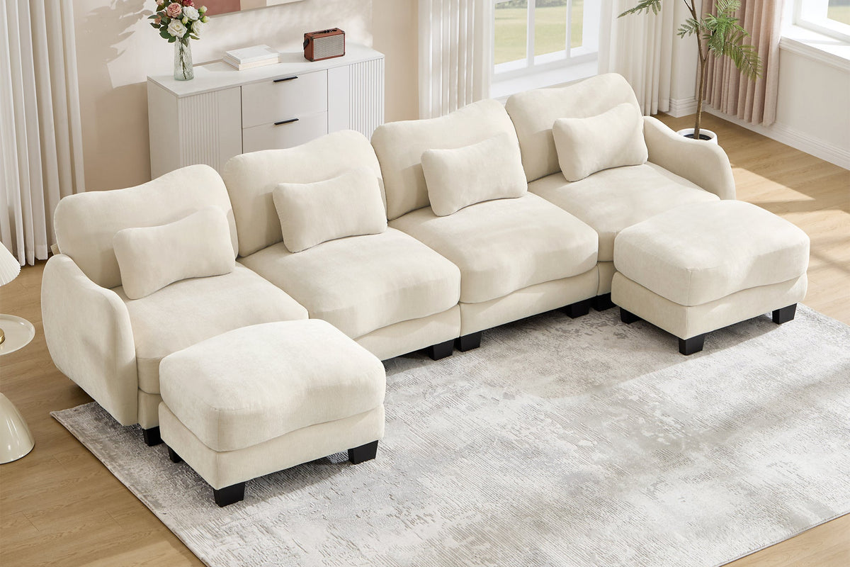 WAVE 131" 4-Seater Sofa With 2 Ottomans