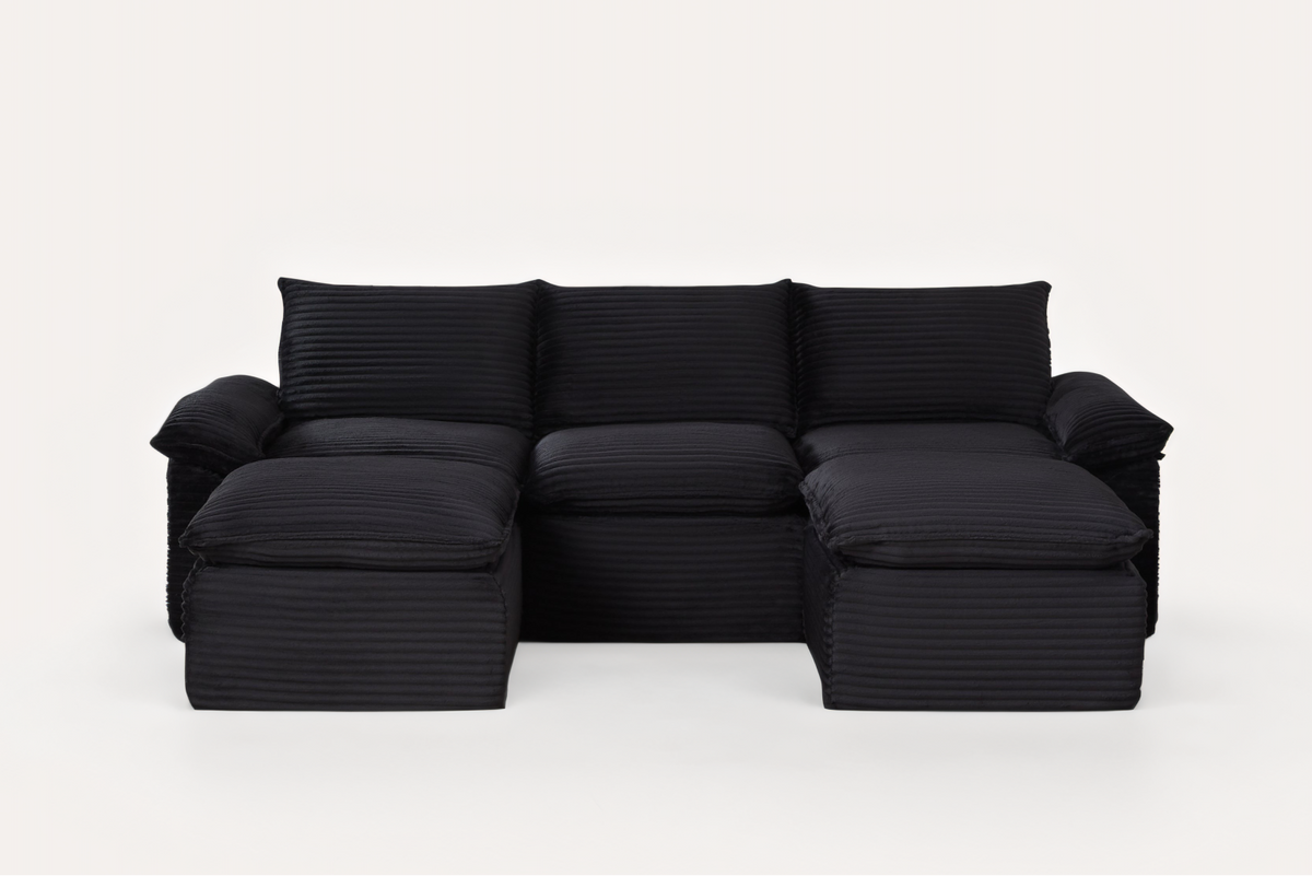VELLO 111" 3-Seater Sofa with 2 Ottomans
