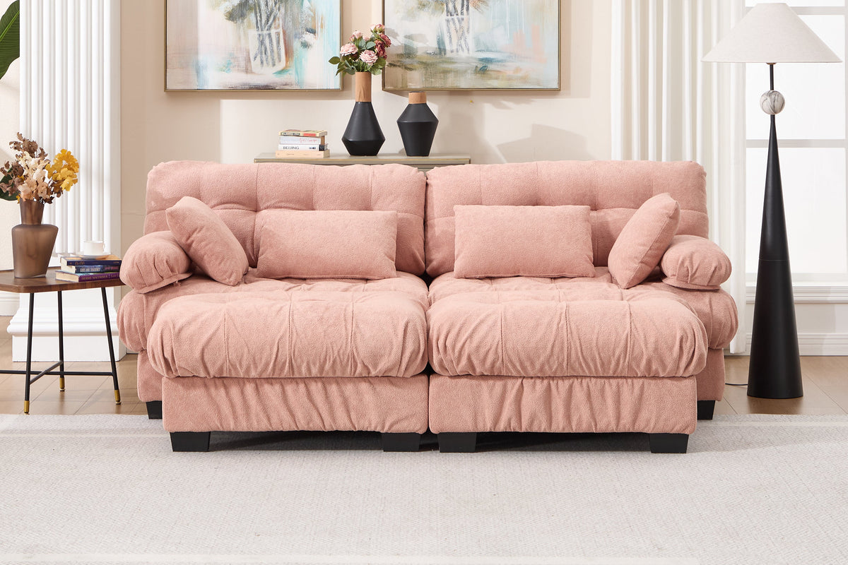 FELZARO 88" Loveseat Sofa with 2 Ottomans