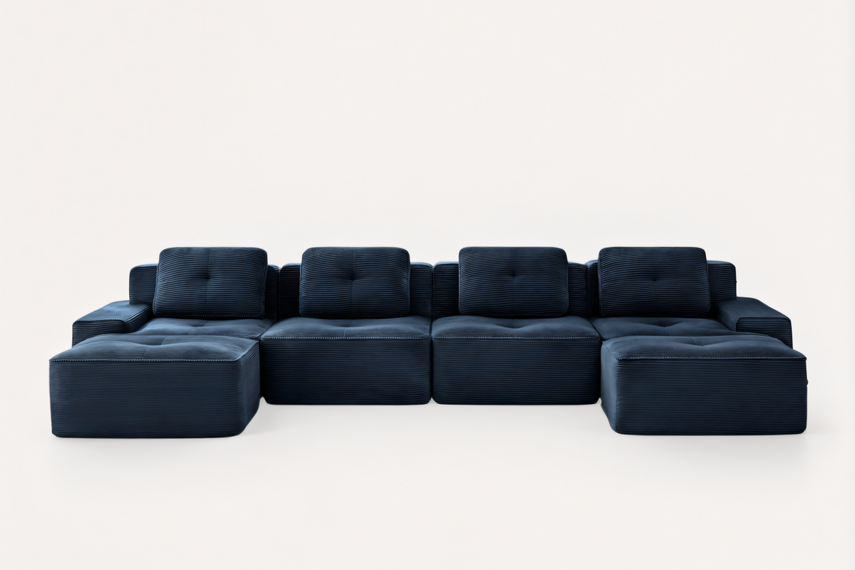 CORDELIA 153" 4-Seater Sofa with 2 Ottomans