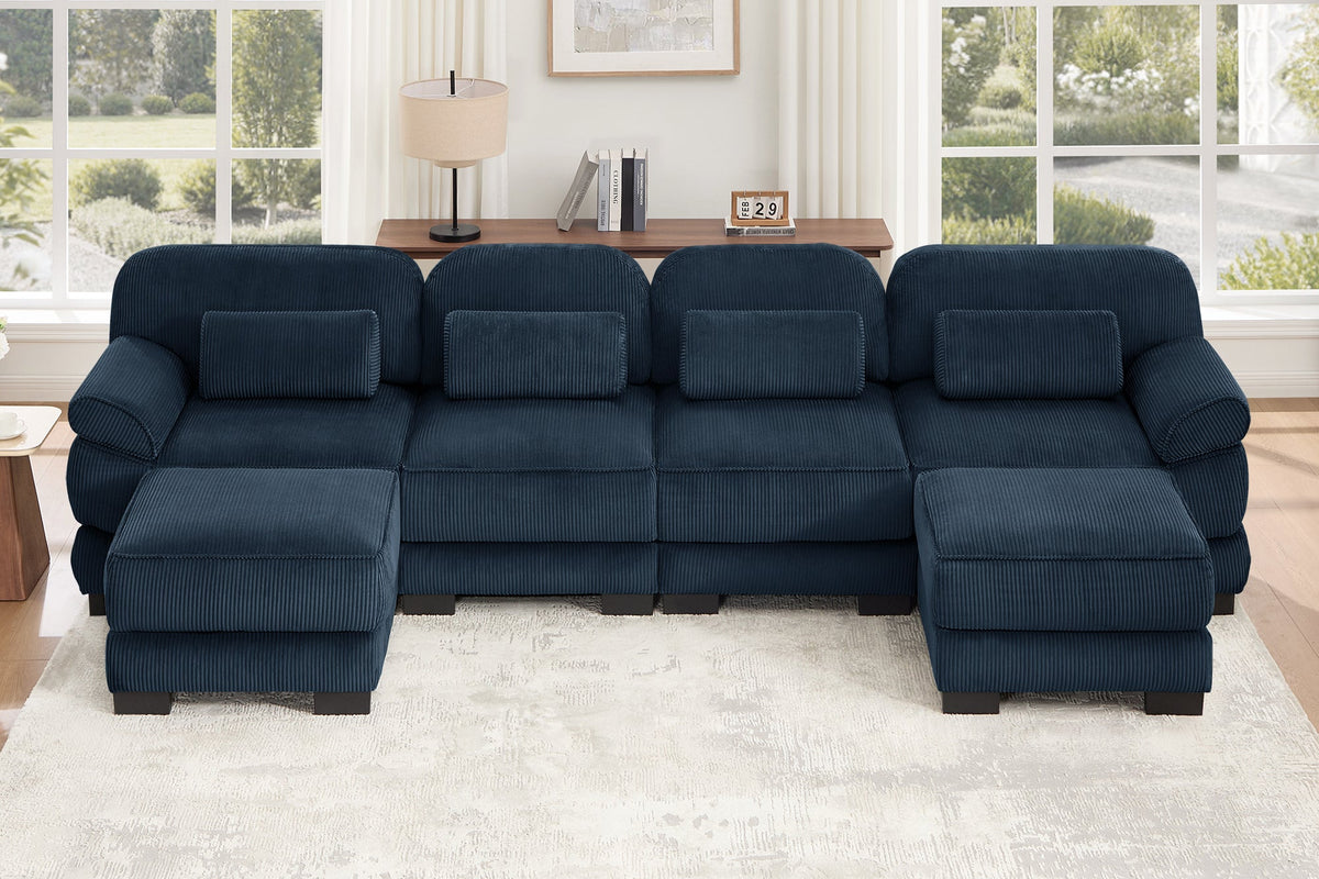 MASON 132" 4-Seater Sofa with 2 Ottomans