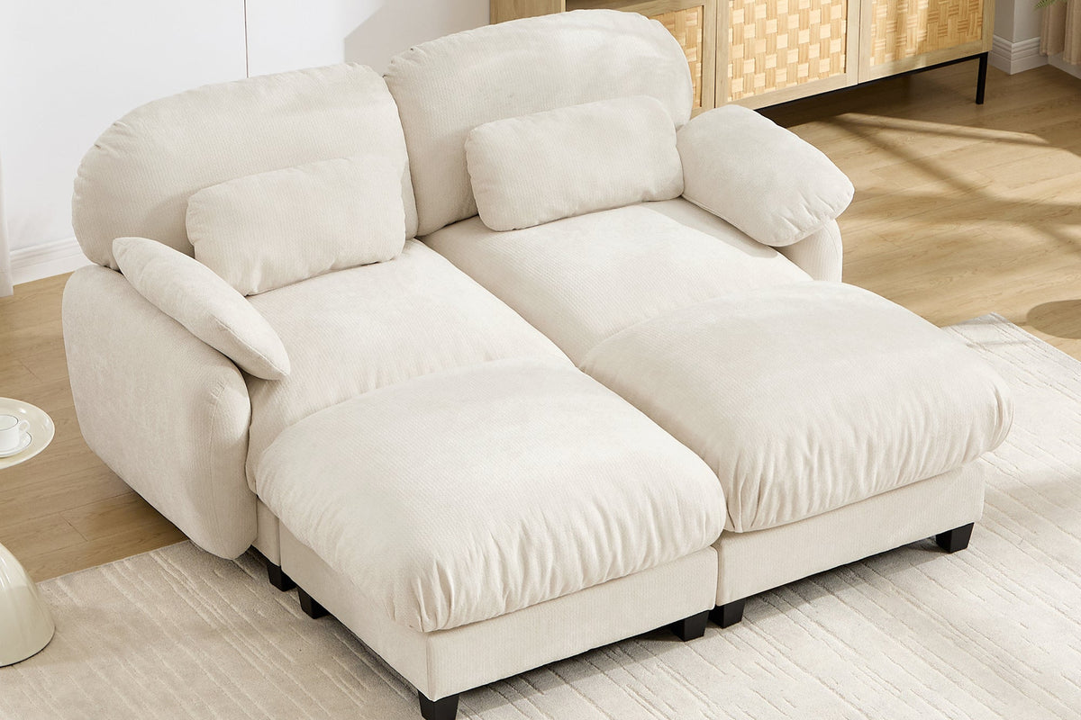 UNIONN 72" Loveseat With 2 Ottomans