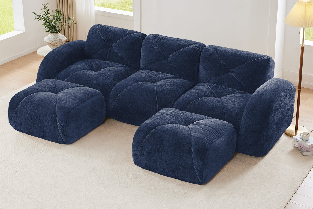 MYLO 110" 3-Seater Sofa with 2 Ottomans