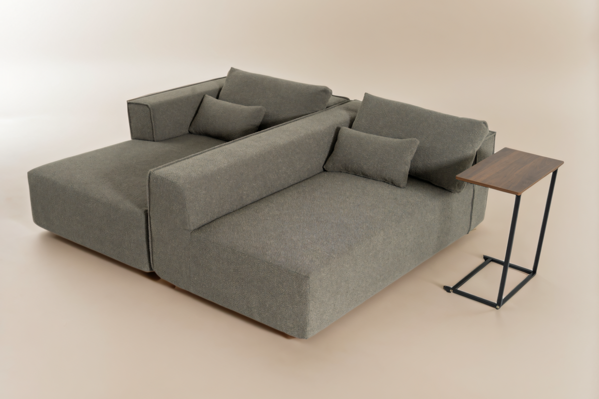 NOUVA 112&quot; Boucle Sectional + Complimentary Side Table
