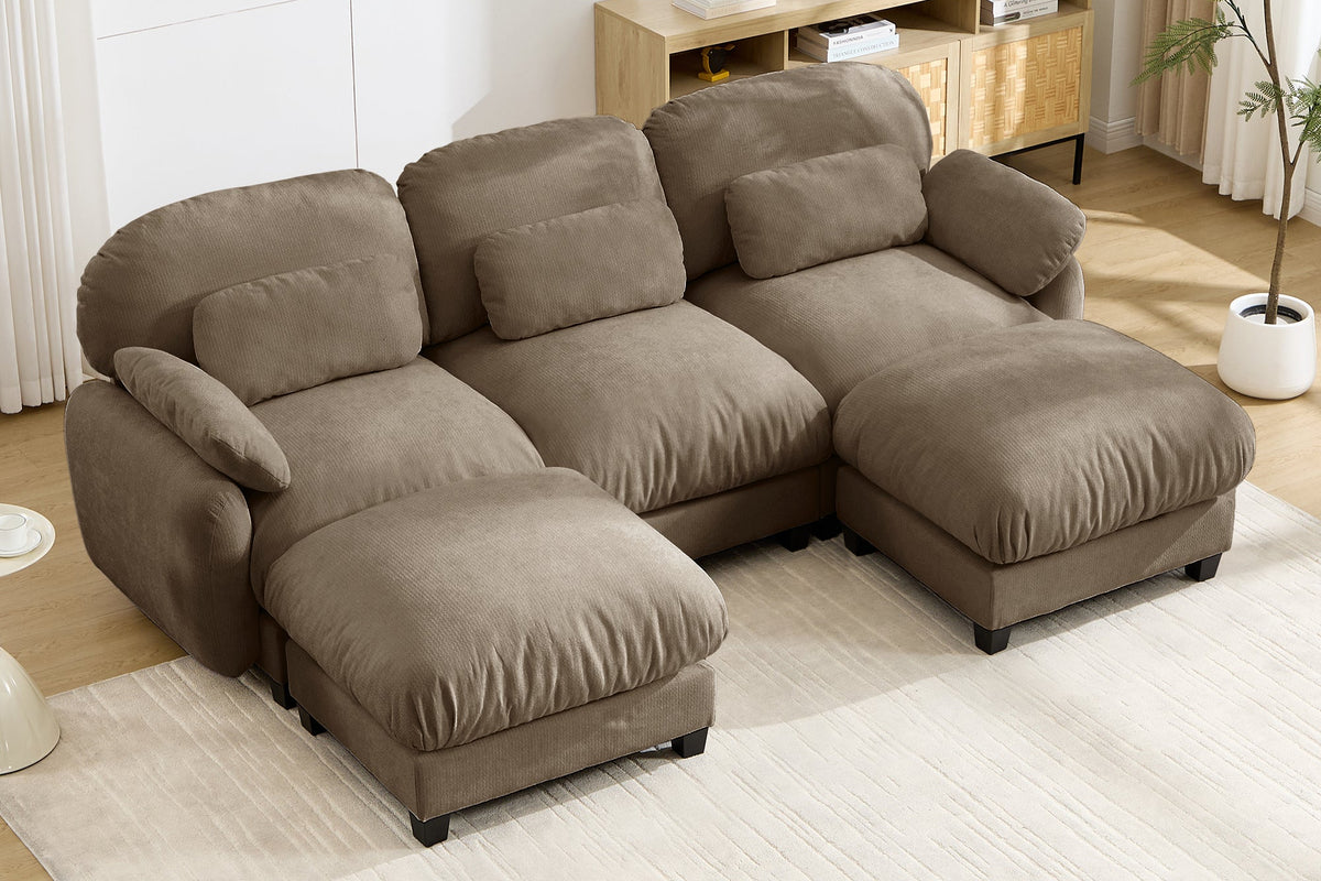 UNIONN 104" 3-Seater Sofa With 2 Ottomans