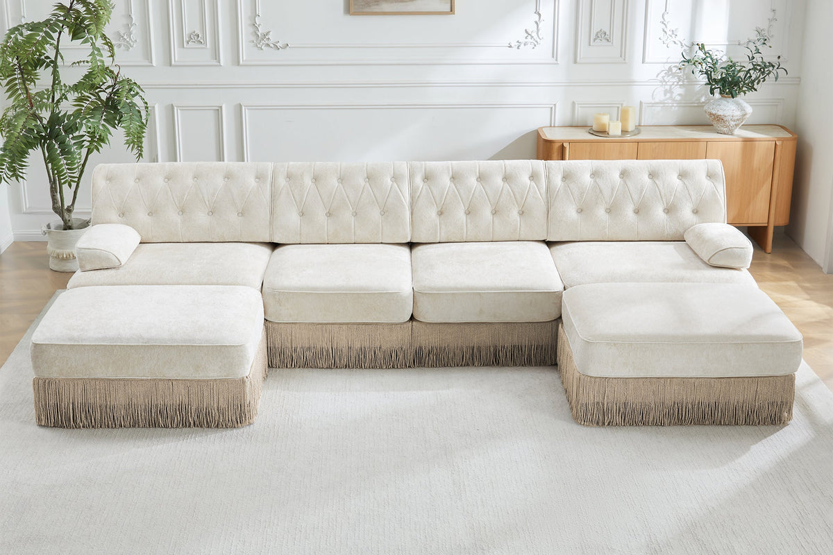 ELIZA 135" 4-Seater Sofa With 2 Ottomans