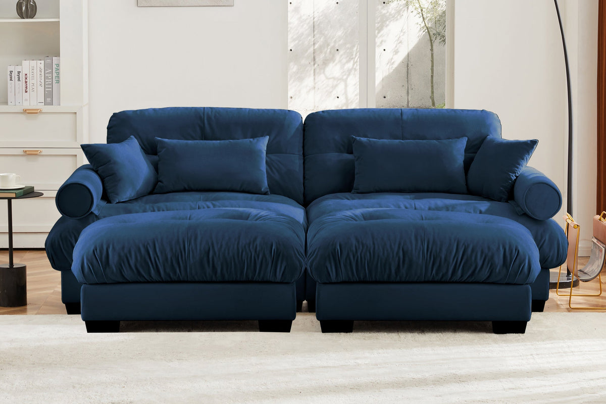 CLOUDIES 94&quot; Loveseat with 2 Ottomans