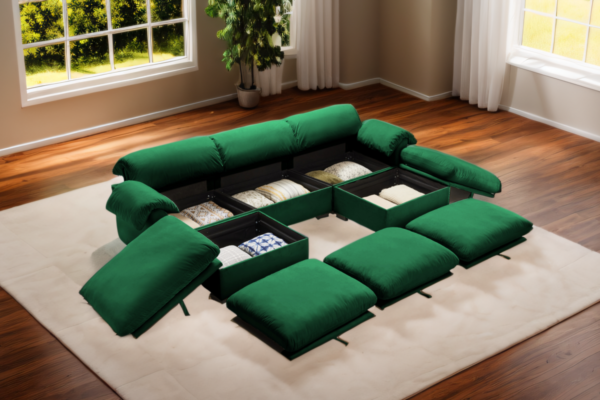 Parris 119&quot; Sofa 3 Seater With 2 Ottoman