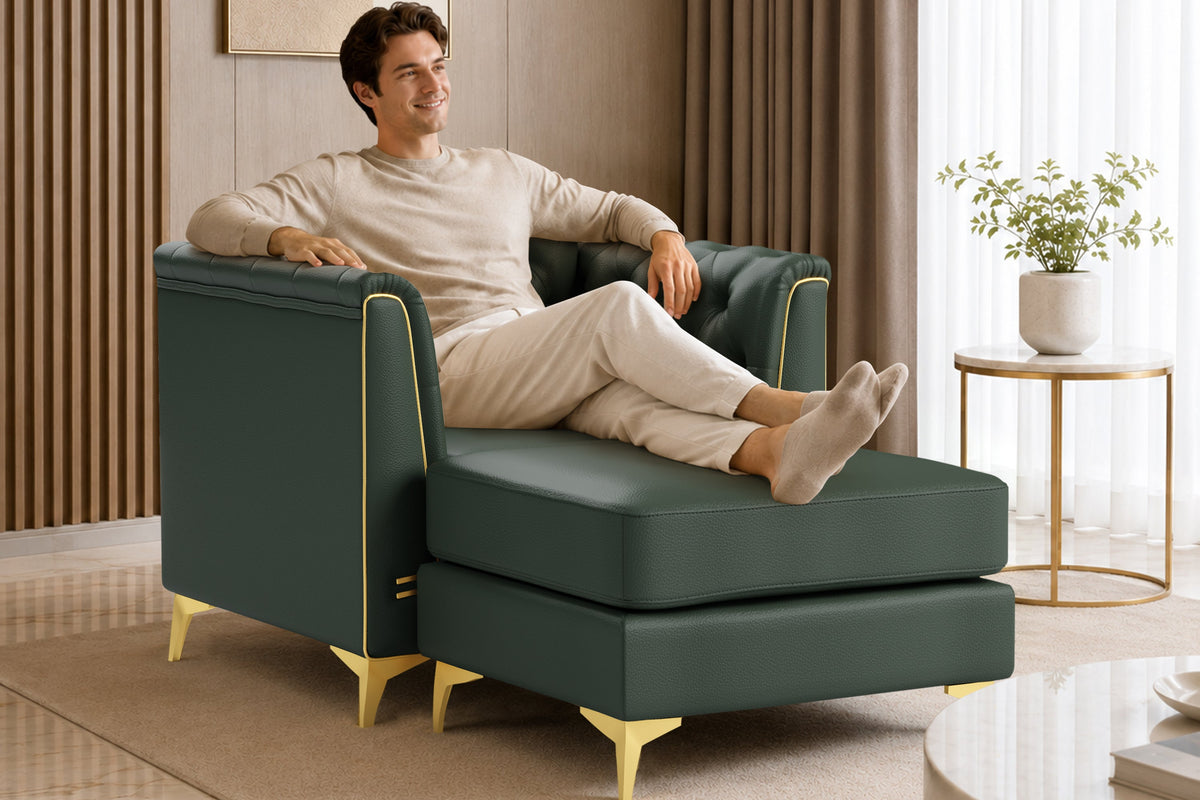 FALVINO Chesterfield 40" Single Armchair with 1 Ottoman
