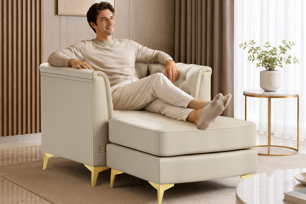 FALVINO Chesterfield 40" Single Armchair with 1 Ottoman