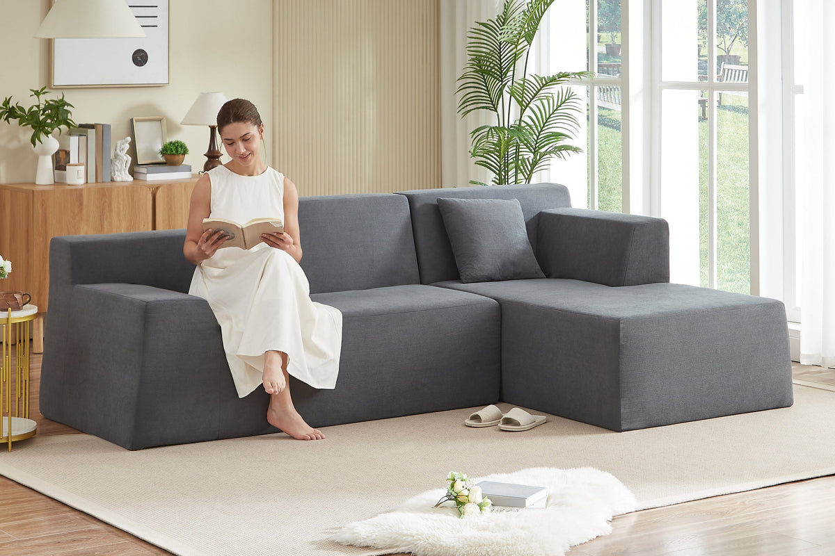 Livo 96" Corduroy Chaise Sofa