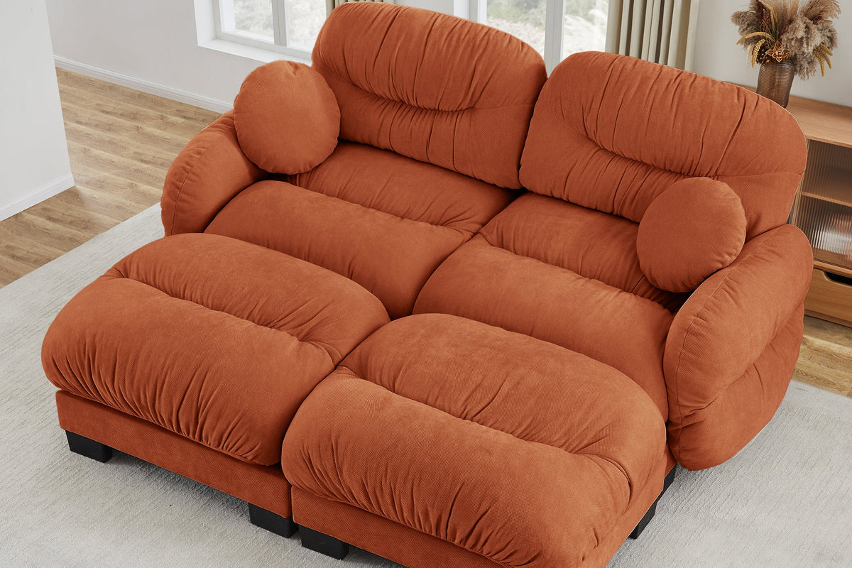 FLORA 81" Loveseat Sofa With 2 Ottomans