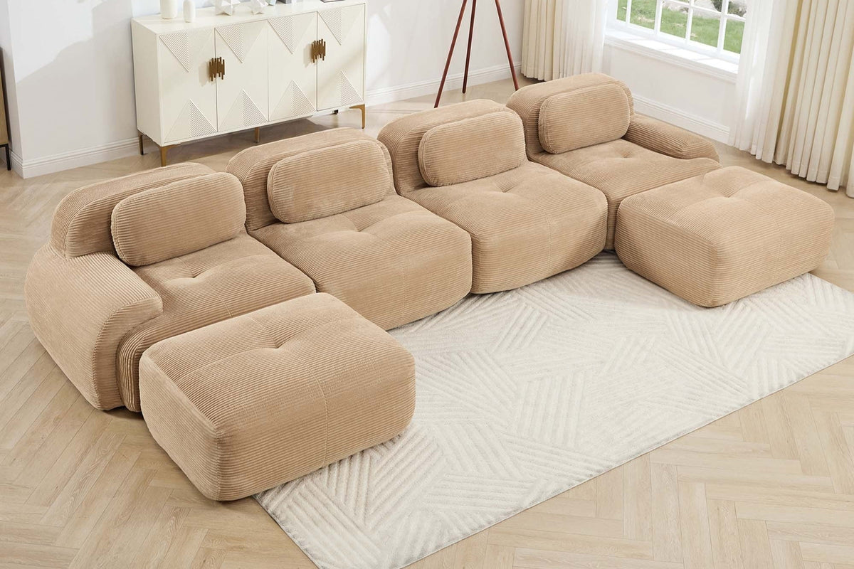 MIA 152&#39;&#39; 4-Seater Sofa with 2 Ottomans