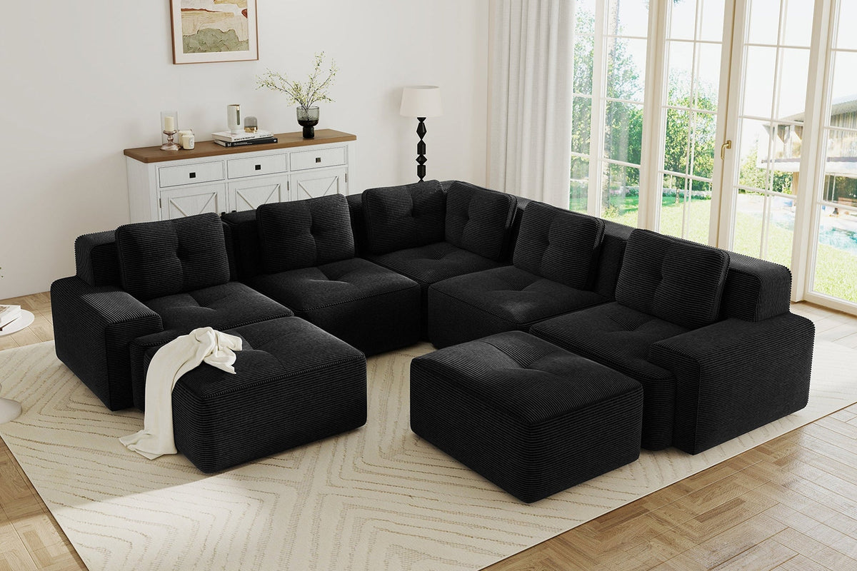 CORDELIA 116" 5-Seater Sectional with 2 Ottomans