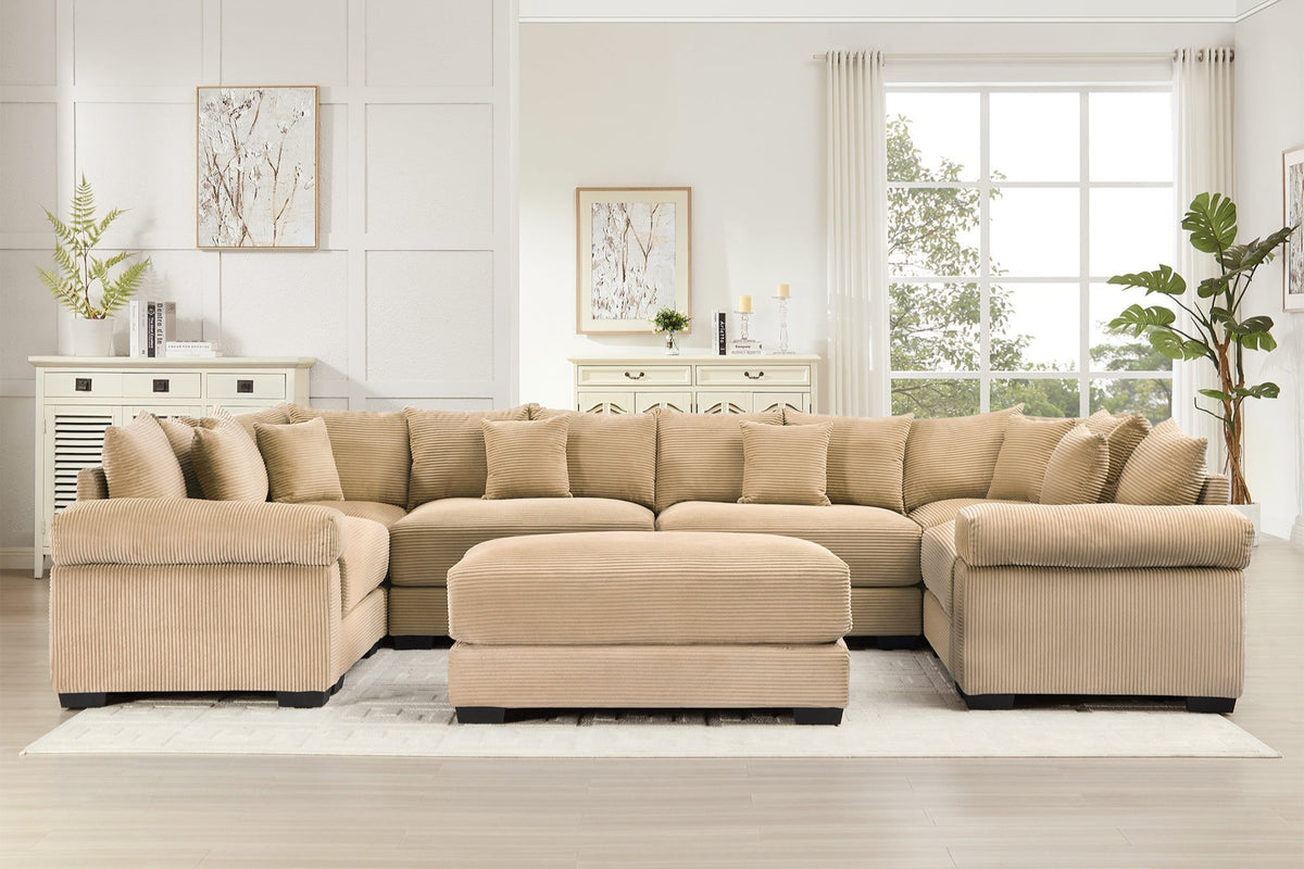 DESEO 137&quot; Sectional Sofa with Ottoman