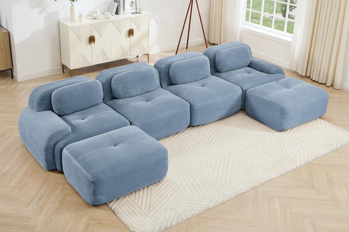 MIA 152&#39;&#39; 4-Seater Sofa with 2 Ottomans