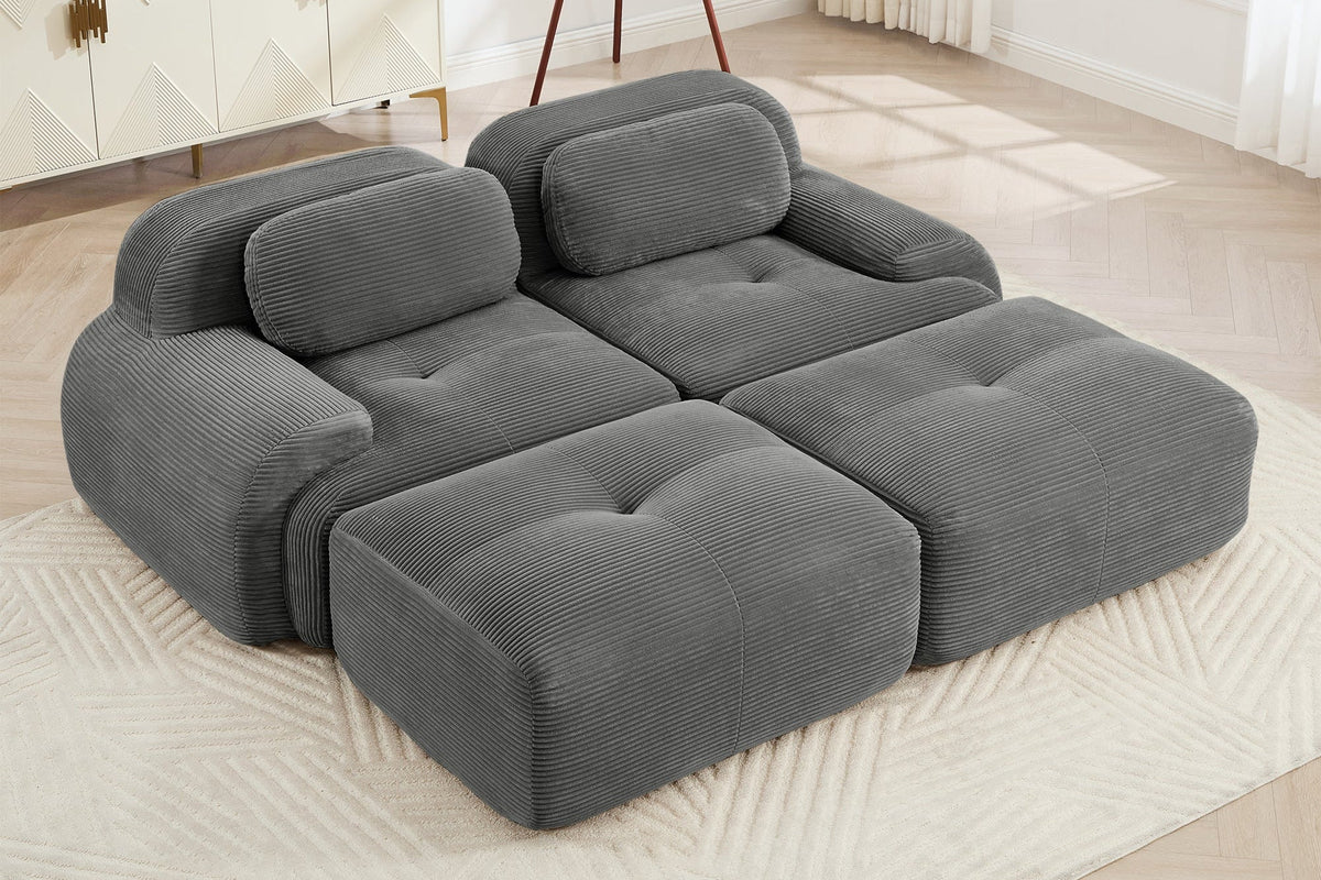 MIA 82&#39;&#39; Loveseat with 2 Ottomans