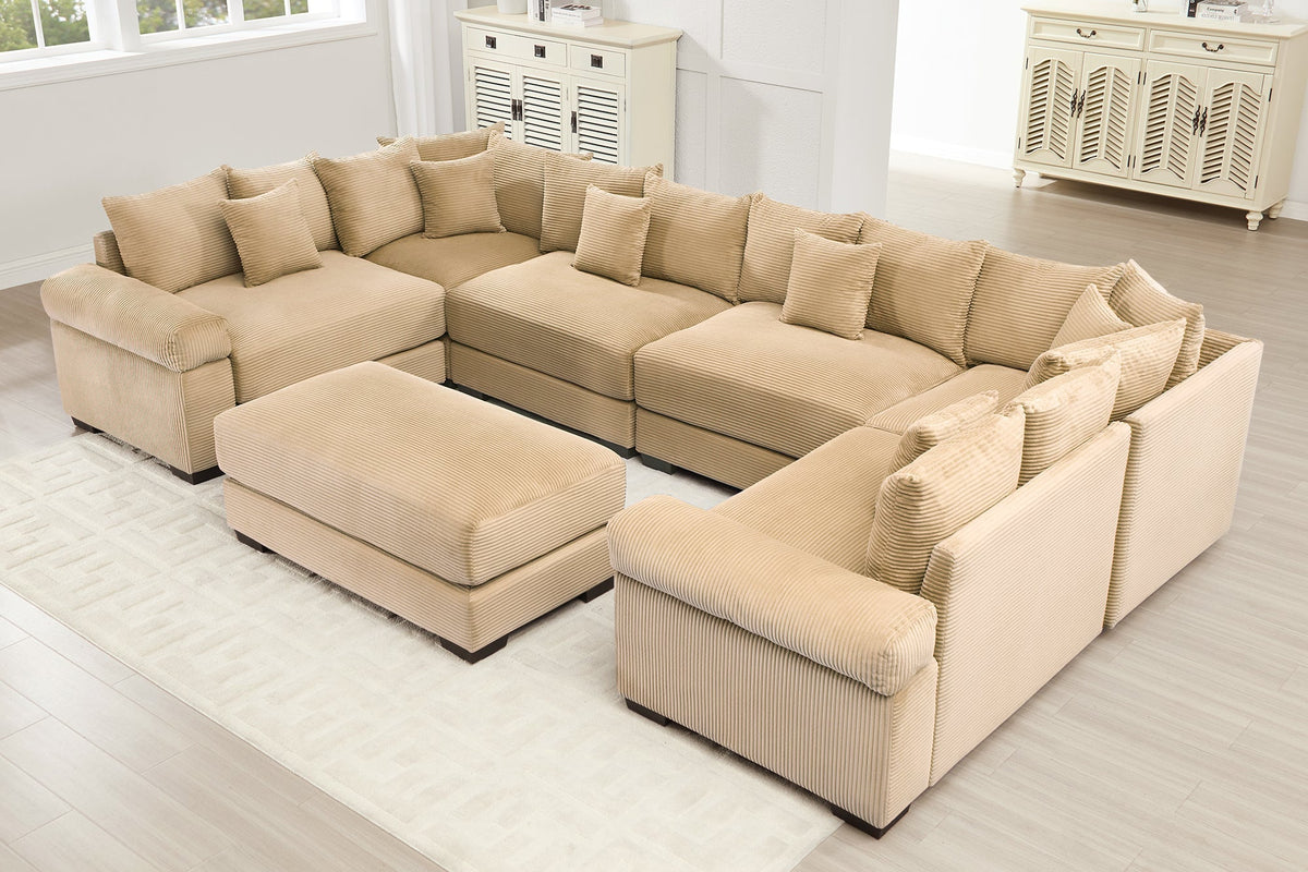 DESEO 137&quot; Sectional Sofa with Ottoman