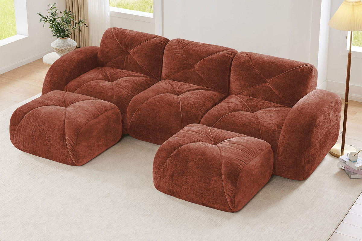 MYLO 110" 3-Seater Sofa with 2 Ottomans