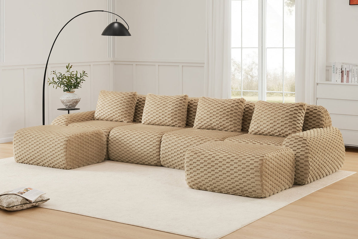 LAURENT 146" 4-Seater Sofa with 2 Ottomans
