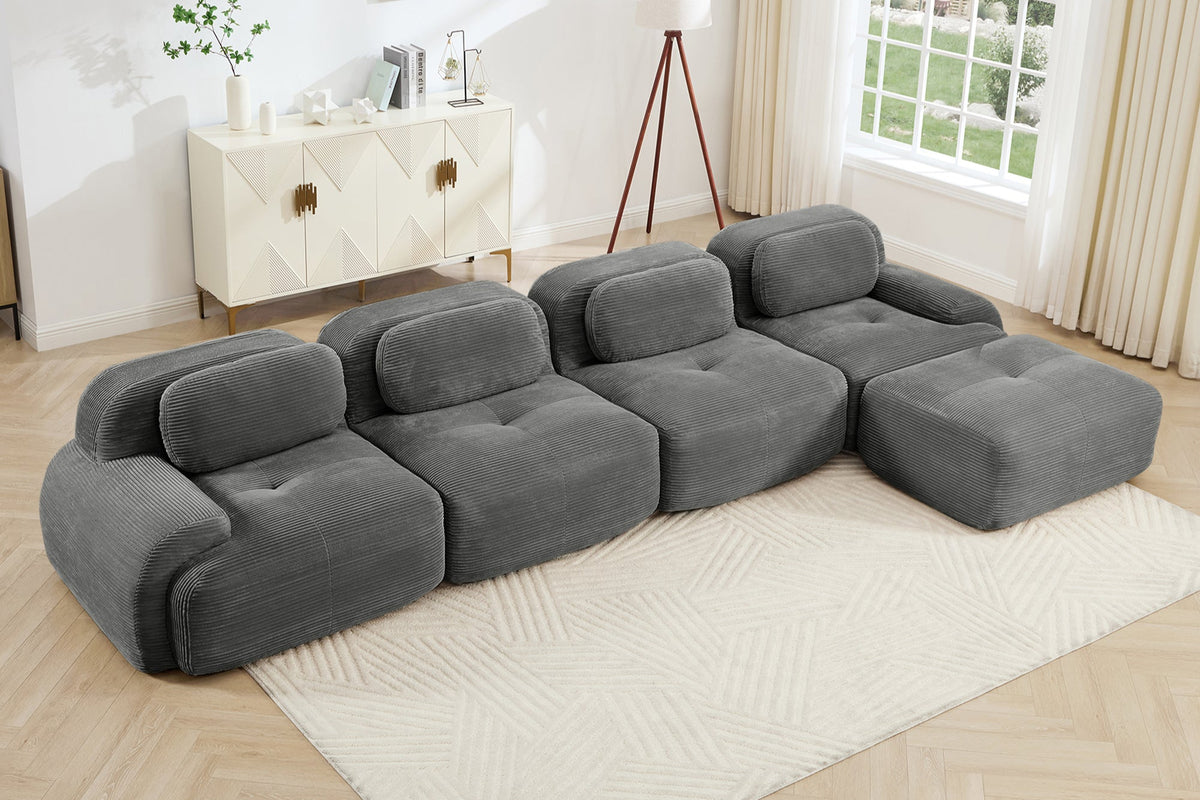 MIA 152&#39;&#39; 4-Seater Sofa with 1 Ottoman