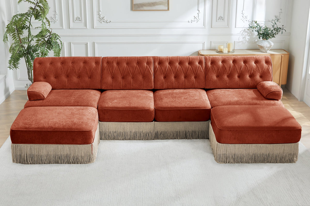ELIZA 135" 4-Seater Sofa With 2 Ottomans