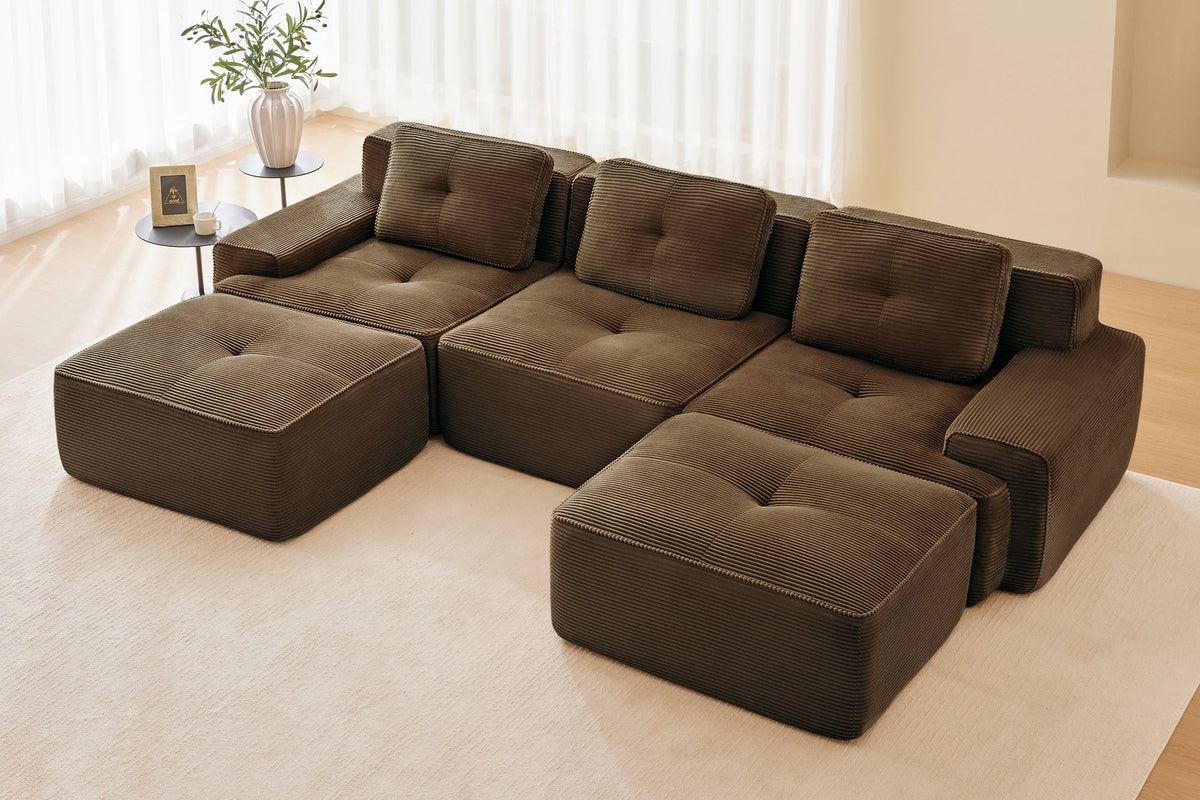 CORDELIA 117" 3-Seater Sofa with 2 Ottomans