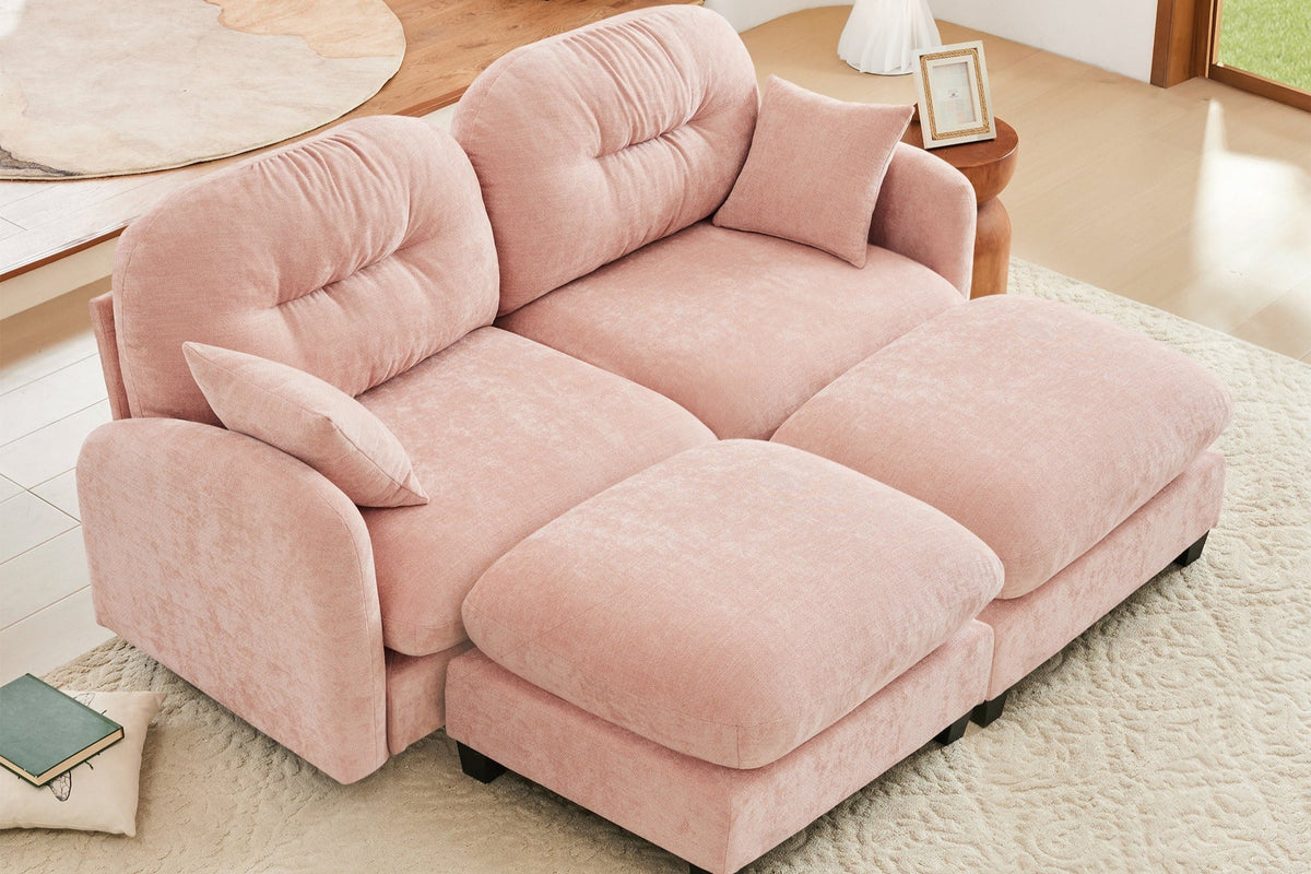 NUVIA 74&quot; Loveseat with 2 Ottomans