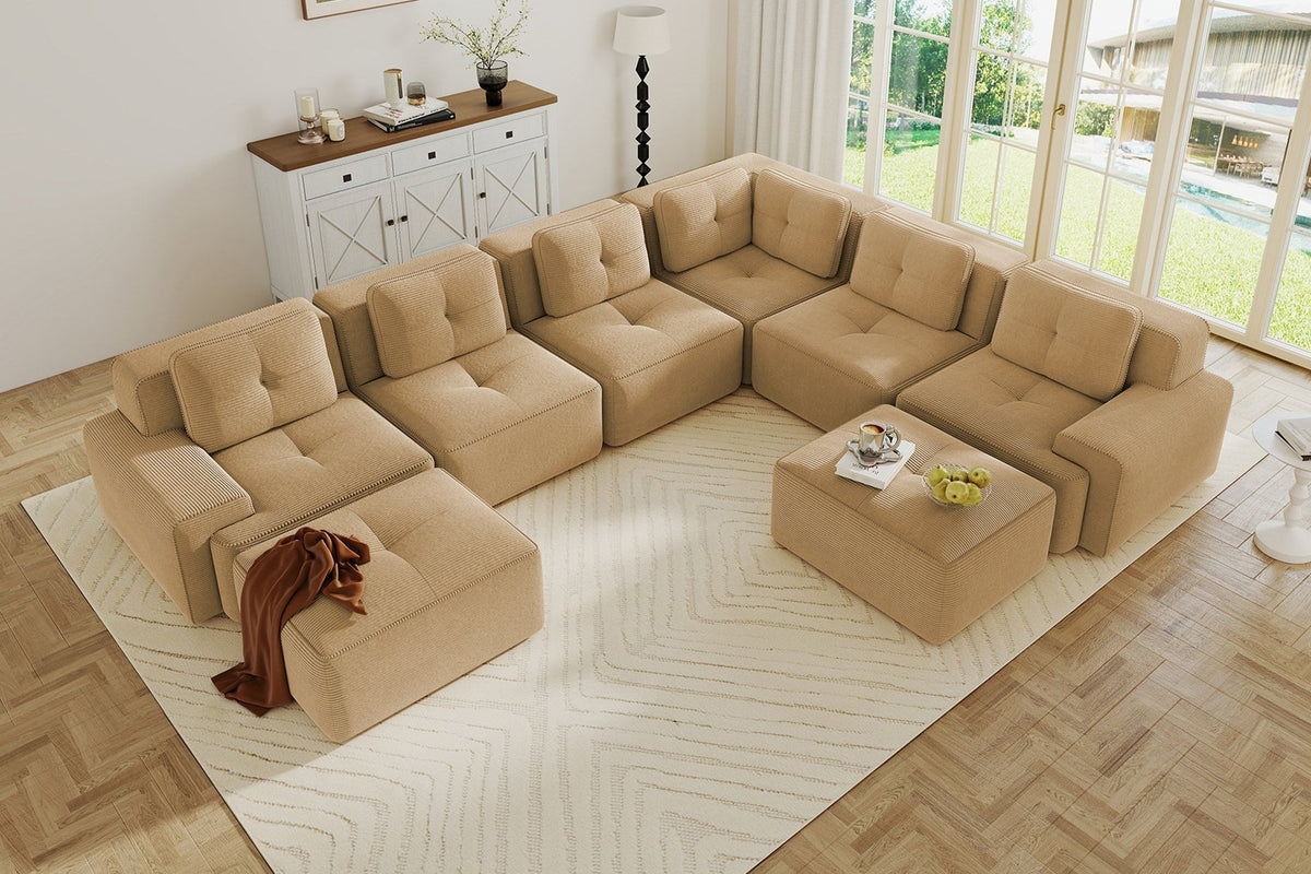 CORDELIA 151" 6-Seater Sofa with 2 Ottomans