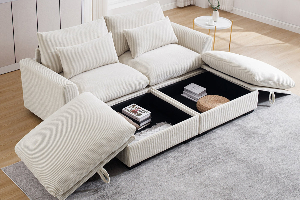 HARMONY 86&quot; Loveseat with 2 Ottomans