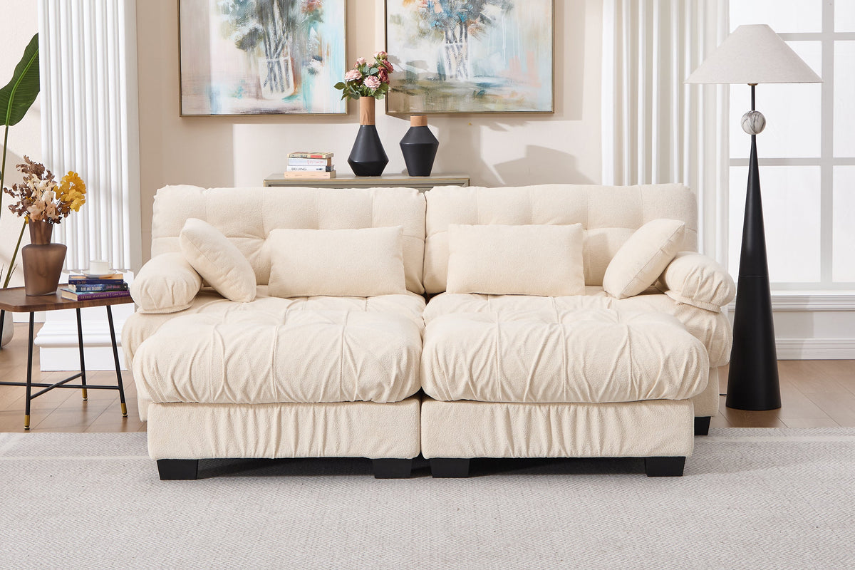 FELZARO 88" Loveseat Sofa with 2 Ottomans
