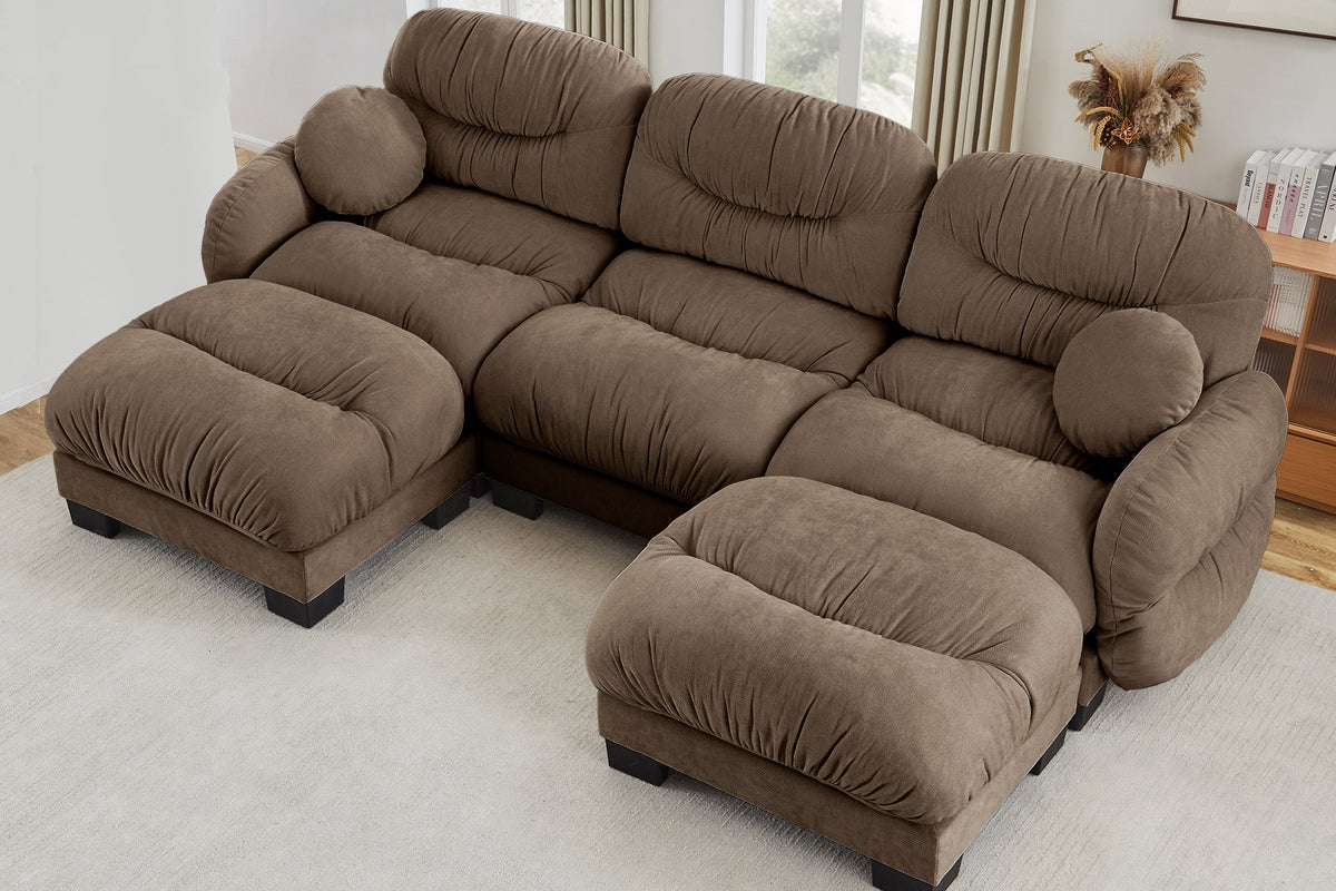 FLORA 116" 3-Seater Sofa With 2 Ottomans