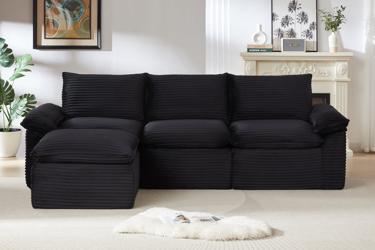 VELLO 111" 3-Seater Sofa with 1 Ottoman