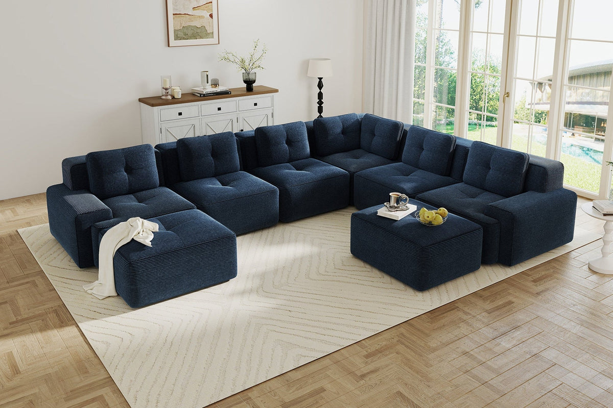 CORDELIA 151" 6-Seater Sofa with 2 Ottomans